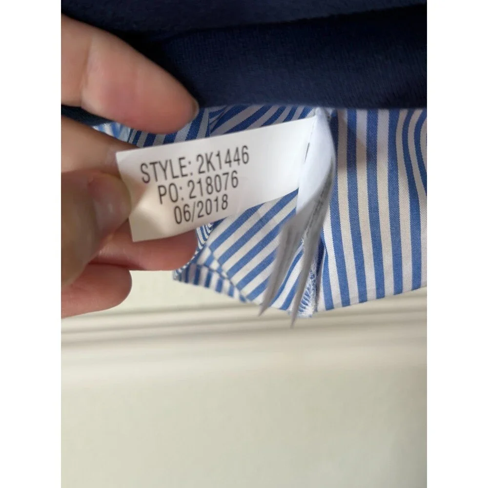 Vineyard Vines Mixed Media Tie Back Striped Top Womens XL Blue White Preppy - Picture 8 of 11